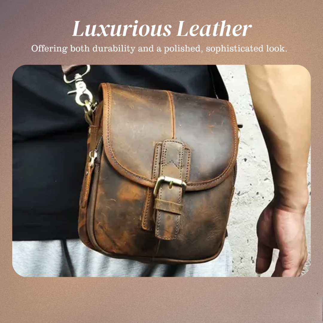 Luke - Compact Leather Crossbody Pouch with Buckle Flap